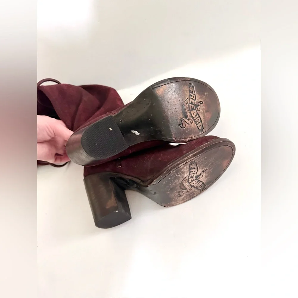 Women's Over-the-Knee Suede Boots in Burgundy
